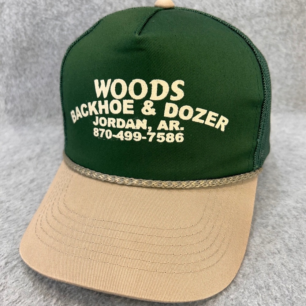 Woods Backhoe & Dozer Mens Green OC Trucker Hat Mesh Snapback OSFM 1260